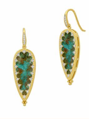 Freida Rothman Perennial Armor Drop Earring Genuine Chalcedony NWT $295 MSRP